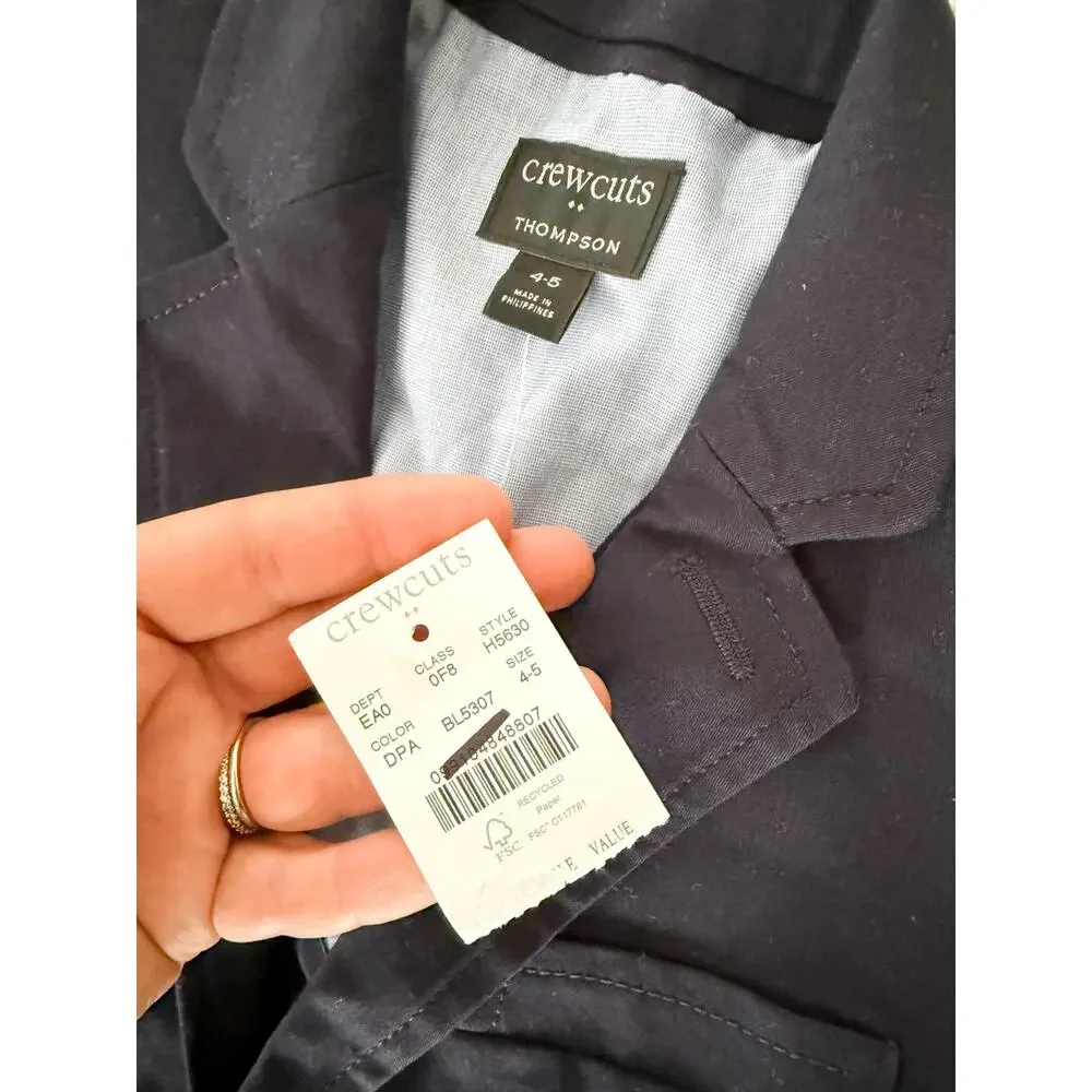 Crewcuts Factory‎ | NWT Boys' Thompson Flex Chino Suit Jacket Dark Pacific | 4-5